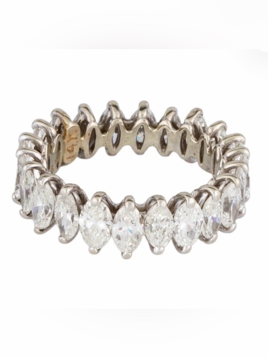 Jewelry - Elegant Ring 14K 3.74kt Marquise-Cut Diamond Full Eternity Band